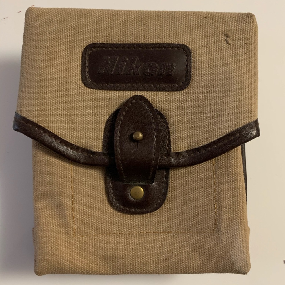 Vintage Nikon tan canvas lens filter case